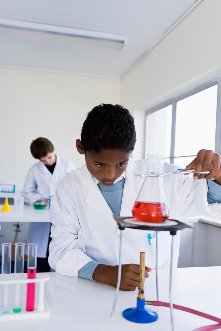 Student doing science experiment